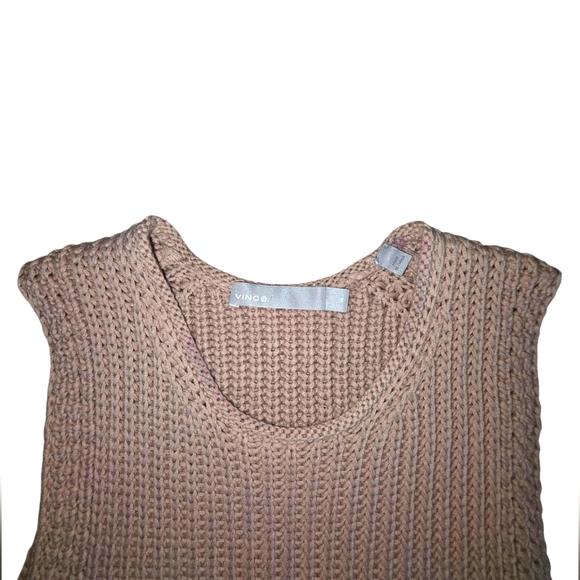 Vince Waffle Knit Stitch Ribbed Sweater 100% Cotton Sweater Tank Top Vest  XS - Picture 14 of 16